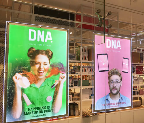 retail shops backlit window displays